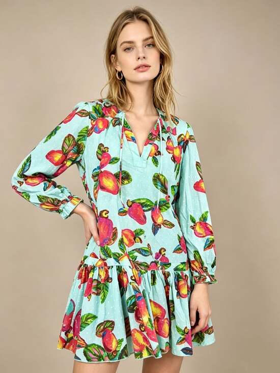 Unbranded Dresses & Skirts - NWOT Tropical Fruit Parrot Print Mini Dress Size S
